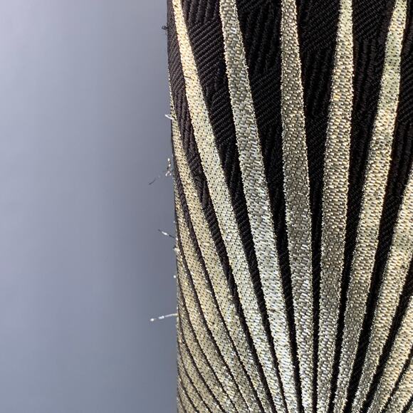 Size 32 Black Gold Jacquard Silk Blend Sunburst Cropped Casual Pants - Picture 8 of 13